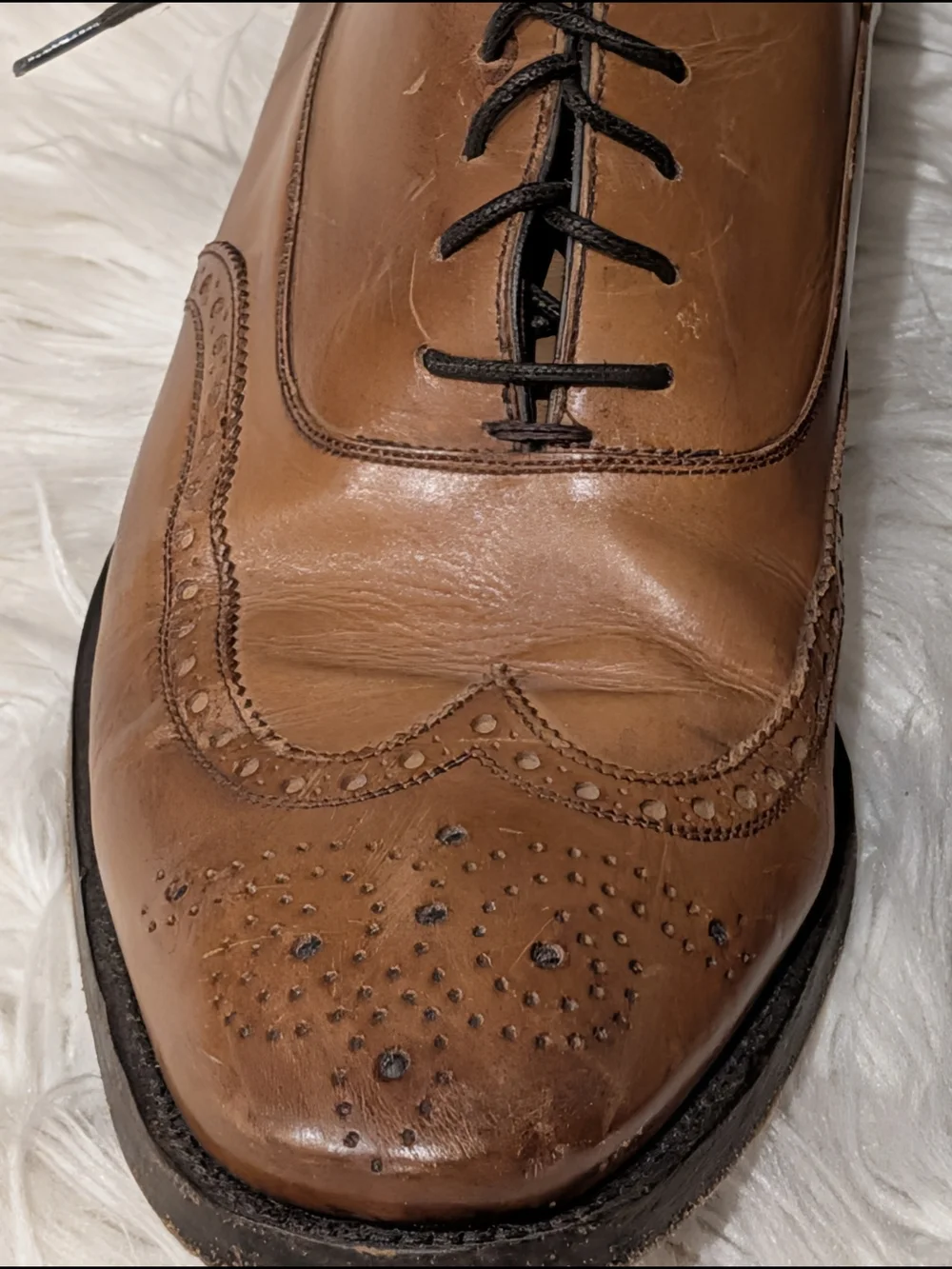 Men's Tan Leather Wingtip Derbys with Brogue Detailing Italian Artisan